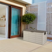 YYAo 75gal 260L Large Deck Box, Outdoor Storage Box for Patio Furniture,Garden,Cushions Toys Lockable Seat,Brown